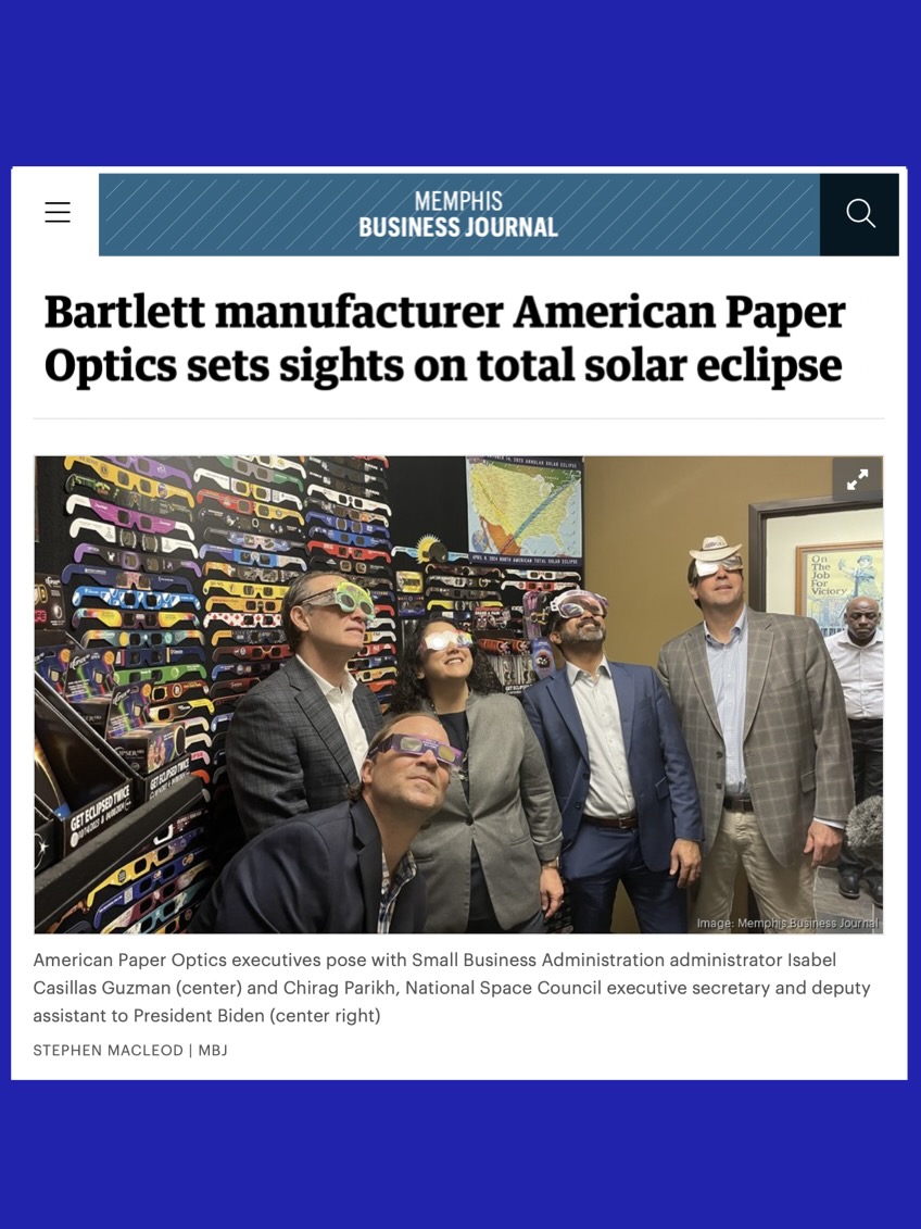 Goody PR Agency Success Memphis Business Journal features American Paper Optics Eclipse Glasses Campaign Tall v2